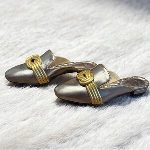 Alexandre Birman ‘Vicky’ Metallic Leather Mules